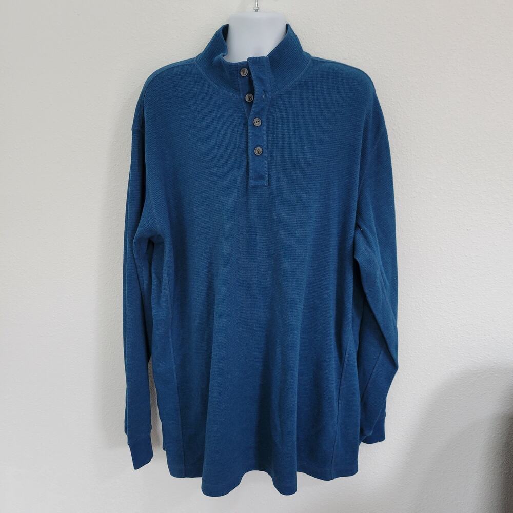 Duluth Trading Co Men's Blue 1/4 Quarter Button Sweater Size 2XL TALL